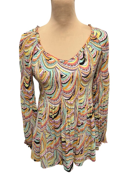 Melissa Paige Tops - Melissa Paige Long Ruffled Sleeve Babydoll Blouse Pleated Scoop Neck Size Medium